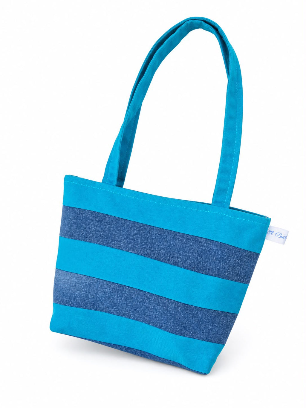 Petit sac ligné bleu et turquoise
